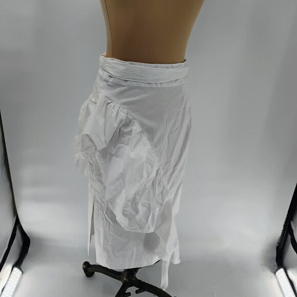 MILLY Skirt Lagenlook Stripe 100% Cotton White Midi Women's Size 10 - Picture 8 of 16